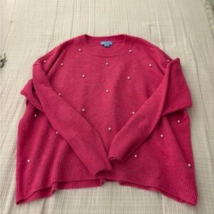 CeCe Fuchsia Sweater with Pearl Details